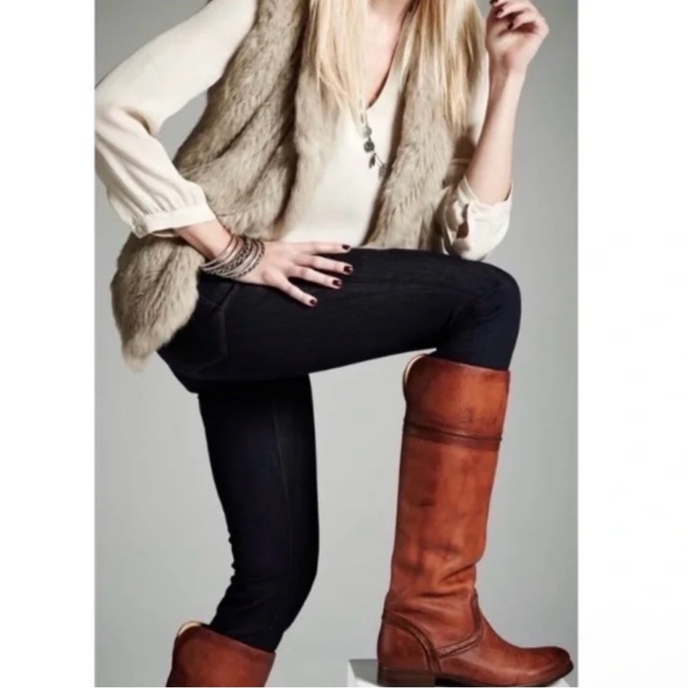 FRYE Brown Leather Riding Boots “Melissa Trapunto” 76442